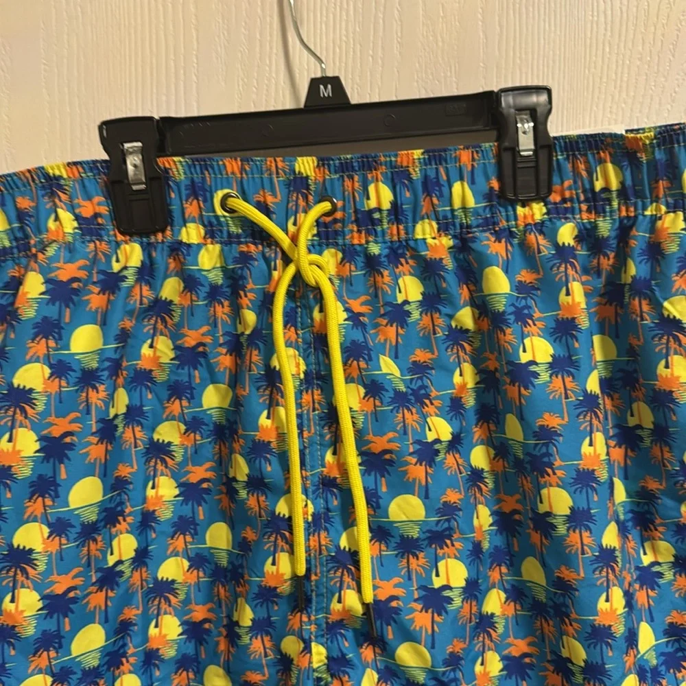 NWT Party Sharks Mens XXL Swim Trunks Palm Trees Quick Dry Comfort Pockets Beach